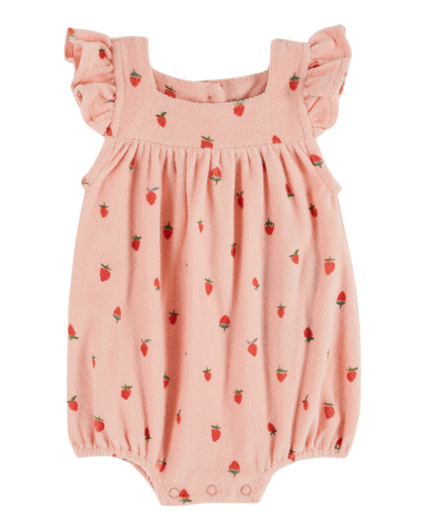 Emile et Ida Pink Strawberries Terry Romper