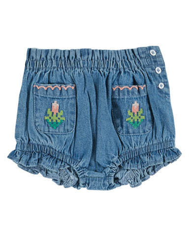 Emile et Ida Light Denim Embroidered Pocket Bloomer