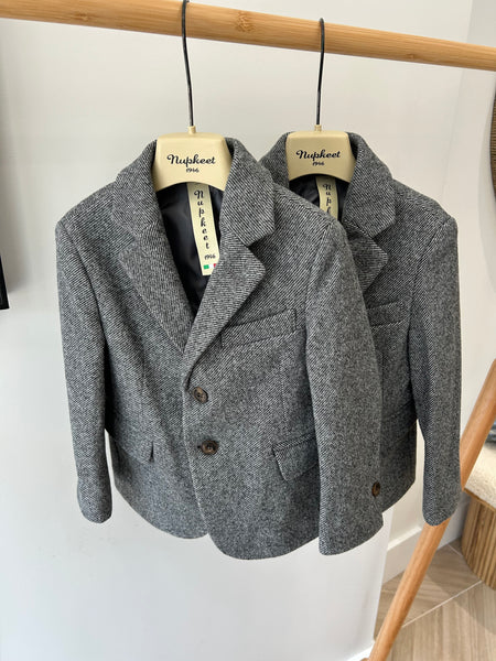 Nupkeet Prado Grey Tweed Classic 2 Button Jacket