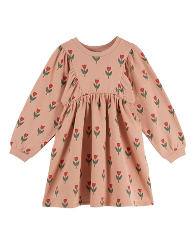 Emile et Ida Pink/Red Flowers Fleece Dress