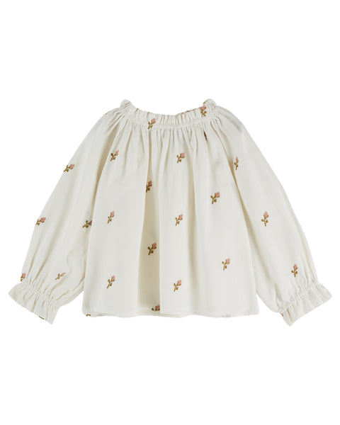 Emile et Ida Ecru Cross Stitch Blouse + Pink Velour Bloomer