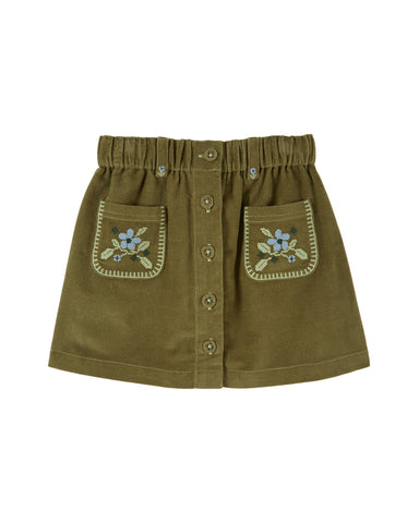 Emile et Ida Pistachio Embroidered Pocket Skirt