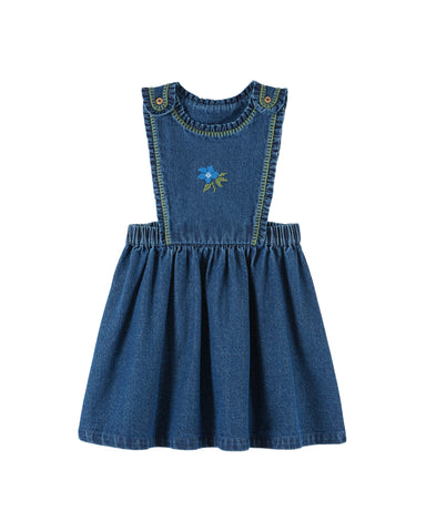 Emile et Ida Denim Embroidered Apron Dress