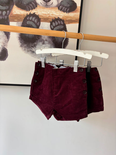 Coco Blanc Burgundy Double Breasted Shorts