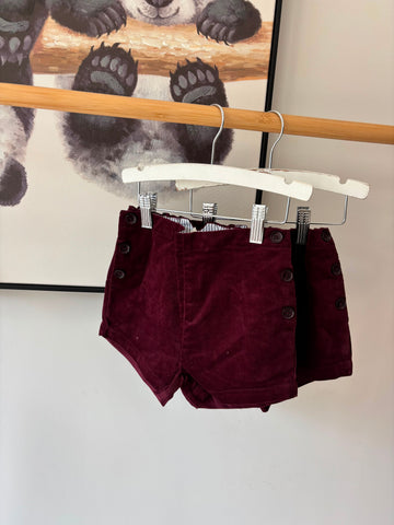 Coco Blanc Burgundy Double Breasted Shorts