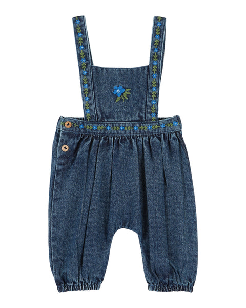 Emile et Ida Denim Embroidered Overall Romper