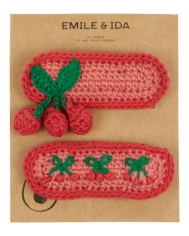 Emile et Ida Rose Cherry Crochet Clips Set