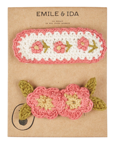 Emile et Ida Rose Flower Crochet Clips Set