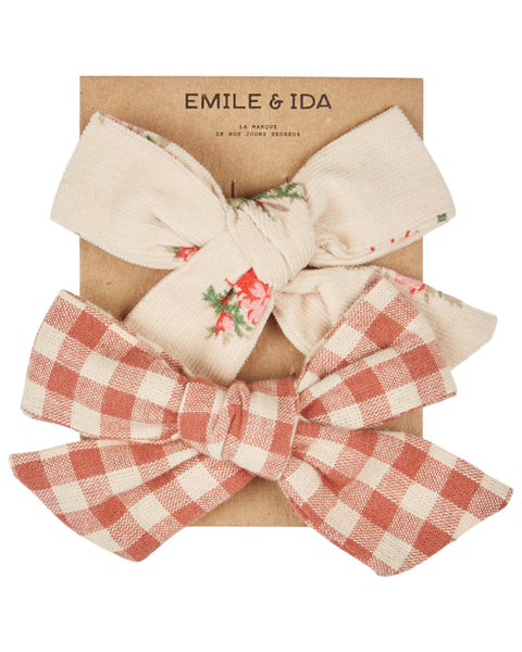 Emile et Ida Flowers/Vichy Bow Clips Set