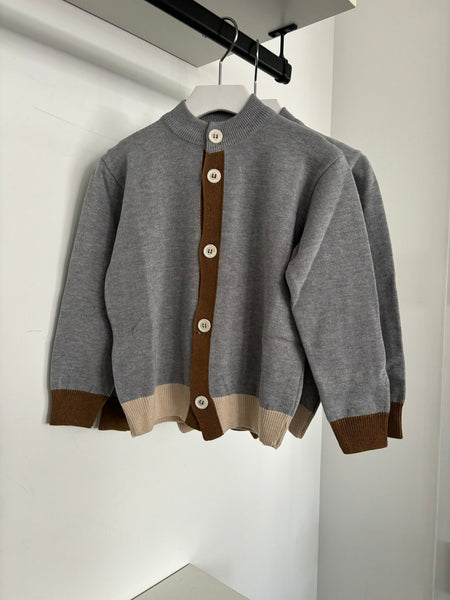 Emanuel Pris Grey Colorblock Cardigan