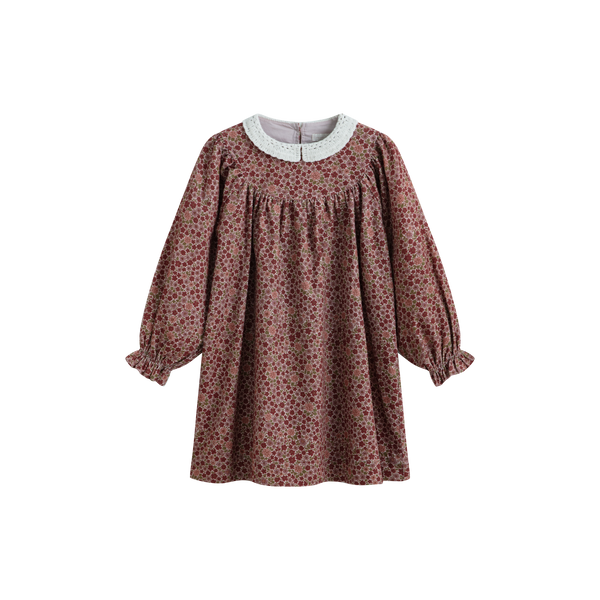 C'era Una Volta Burgundy Flower Corduroy Kaya Dress