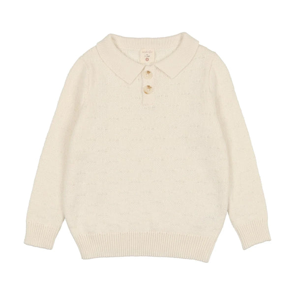 Lil Legs Boys Cream Knit Polo