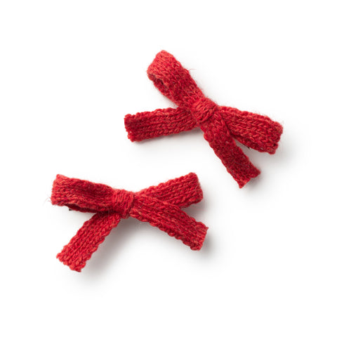 Halo Luxe Red Avery Ribbed Knit Double Clip Set