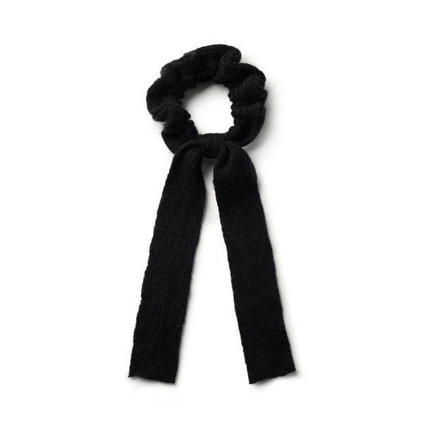 Halo Luxe Black Ava Ribbed Knit Long Tail Scrunchie