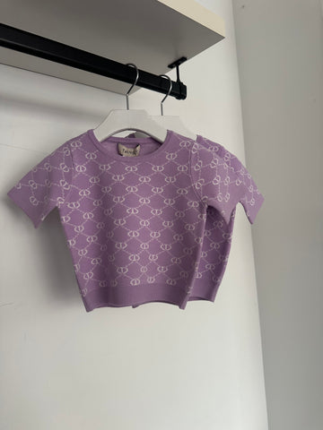 Twinset Pastel Violet / Ice Logo Short Sleeve Sweater