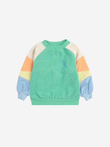 Bobo Choses Green Terry Cloth Color Block Sweatshirt