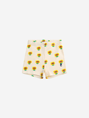 Bobo Choses Beige Sunflower All Over Rib Short Leggings