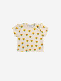 Bobo Choses Beige Sunflower All Over Rib Balloon Sleeve T-Shirt