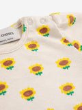 Bobo Choses Beige Sunflower All Over Rib Balloon Sleeve T-Shirt