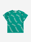 Bobo Choses Green Wavy All Over T-Shirt