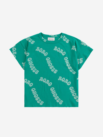 Bobo Choses Green Wavy All Over T-Shirt