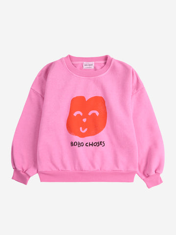 Bobo Choses Fucshia Joyful Face Sweatshirt