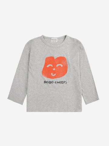 Bobo Choses Heather Grey Joyful Face T-Shirt