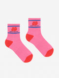 Bobo Choses Fuchsia Joyful Face Short Socks