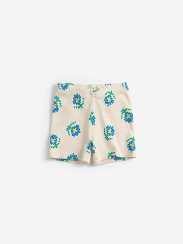 Bobo Choses Baby White Pixel Flowers All Over Shorts