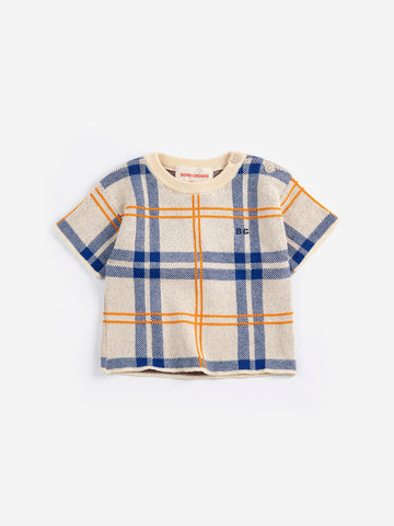 Bobo Choses Baby White Fun Tartan Knitted T-shirt