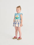 Bobo Choses Light Blue Pixel Daisy Ruffled Top