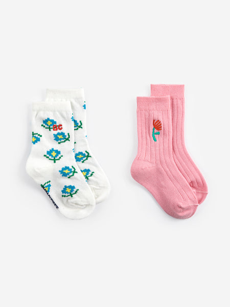 Bobo Choses Baby Multicolor Flower Short Socks 2Pack