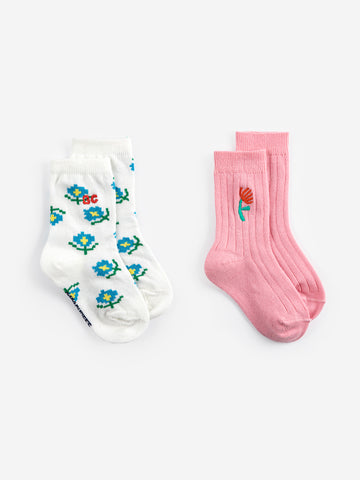 Bobo Choses Baby Multicolor Flower Short Socks 2Pack