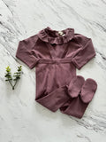 Lil Legs Dusty Plum Ruffle Collar Ribbed Set