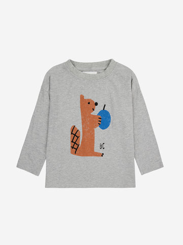 Bobo Choses Light Heather Grey Hungry Squirrel T-shirt