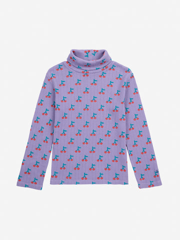 Bobo Choses Lavender Cherry All Over Turtleneck T-shirt