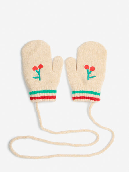 Bobo Choses Baby Off White Cherry Knitted Mittens