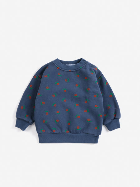 Bobo Choses Baby Navy Blue Stamp Bloom All Over Sweatshirt