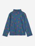 Bobo Choses Navy Blue Stamp Bloom All Over Turtleneck T-shirt