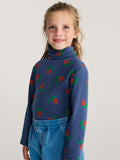 Bobo Choses Navy Blue Stamp Bloom All Over Turtleneck T-shirt