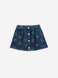 Bobo Choses Navy Blue Stamp Bloom All Over Denim Skirt