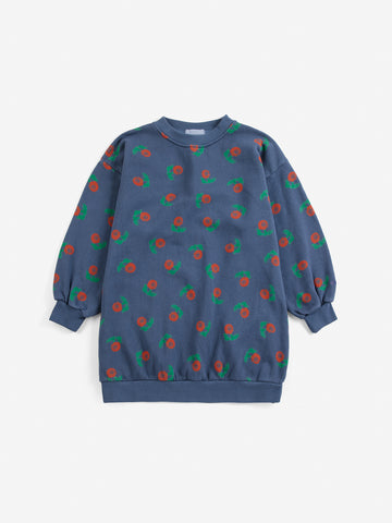 Bobo Choses Navy Blue Stamp Bloom All Over Sweatshirt Dress