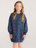 Bobo Choses Navy Blue Stamp Bloom All Over Sweatshirt Dress