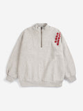 Bobo Choses Light Heather Grey Bolder Half Zip Sweatshirt
