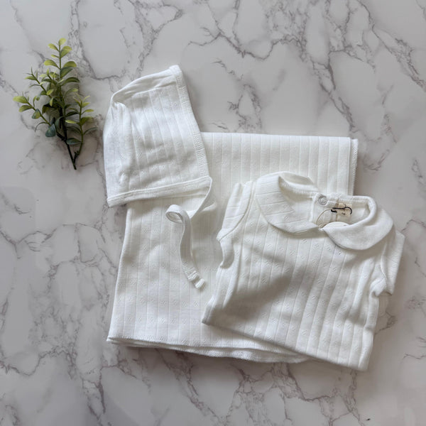 Bonjoy Ivory Peter Pan Pointelle Blanket