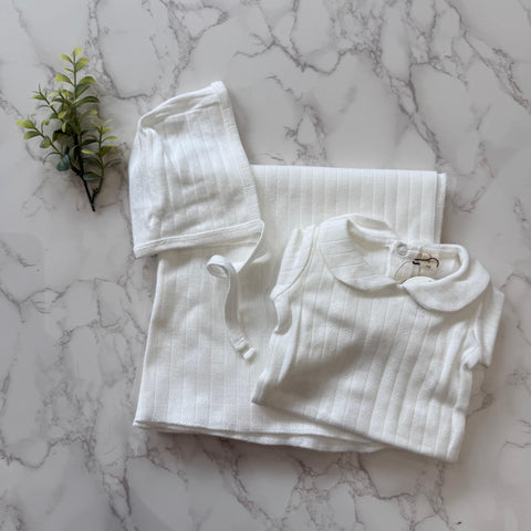 Bonjoy Ivory Peter Pan Pointelle Footie Set