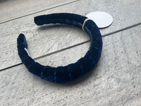 Halo Luxe Navy Ava Scalloped Velvet Headband