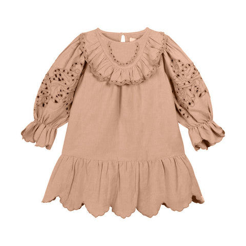 LRDM Petits Pink Clay Sophie Long Sleeve Dress