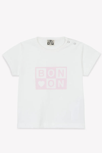 Bonton Baby White/Pink Logo Tee