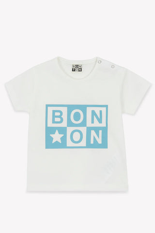 Bonton Baby White/Blue Logo Tee